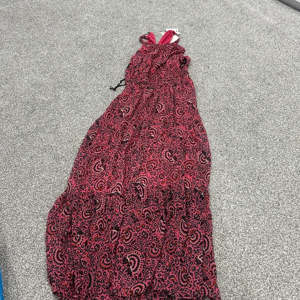 Pink and Black Paisley Maxi Dress